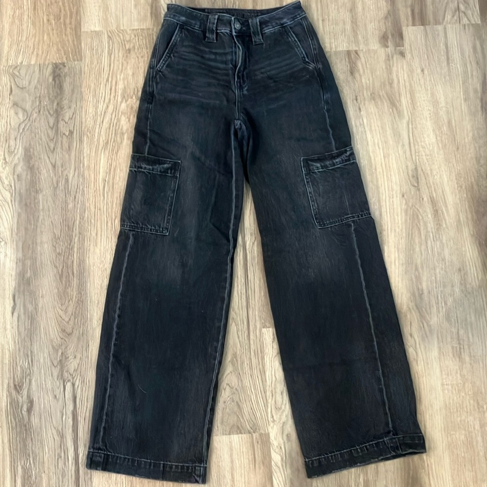 American Eagle super high rise baggy wide leg jeans size 000